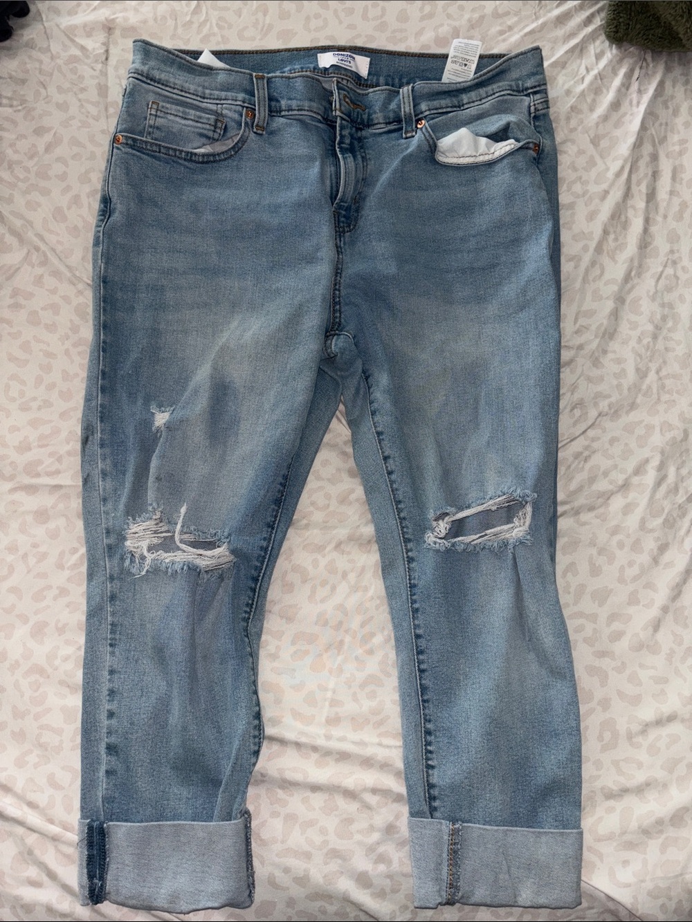 Denizen from Levi's Washed Light Blue Distressed Boyfriend Jeans